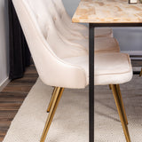 Cirebon Matbord - Svart / Naturträ - 200*90*H75+Velvet Deluxe Jídelní židle - Bru