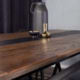 Jakarta Matbord - Svart / mörk Teak - 200*90*H75+Jídelní židle Velvet mosaz š. ulice