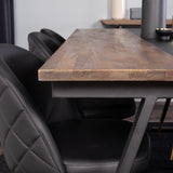 Jakarta Matbord - Svart / mörk Teak - 200*90*H75+Jídelní židle Velvet mosaz š. ulice