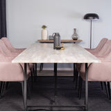Jepara Matbord - Grå - 250*100*H76 +Komfortní jídelní židle - Černé nohy / Dusty Pink Manšestr _6