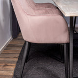 Jepara Matbord - Grå - 250*100*H76 +Komfortní jídelní židle - Černé nohy / Dusty Pink Manšestr _6