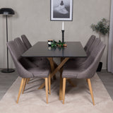 Piazza Matbord - Ek-look / svart - 180*90*75 +Leone - Jídelní židle - Dub/tmavě šedá _6