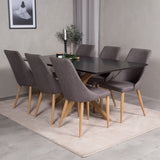 Piazza Matbord - Ek-look / svart - 180*90*75 +Leone - Jídelní židle - Dub/tmavě šedá _6