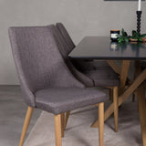 Piazza Matbord - Ek-look / svart - 180*90*75 +Leone - Jídelní židle - Dub/tmavě šedá _6