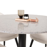 Jídelní stůl Razzia 106 cm - Šedá Terazzo / BlackVelvet Jídelní židle - Černá L