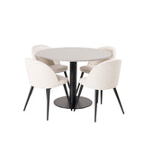 Jídelní stůl Razzia 106 cm - Šedá Terazzo / BlackVelvet Jídelní židle - Černá L