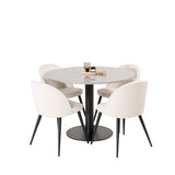 Jídelní stůl Razzia 106 cm - Šedá Terazzo / BlackVelvet Jídelní židle - Černá L