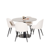 Jídelní stůl Razzia 106 cm - Šedá Terazzo / BlackVelvet Jídelní židle - Černá L