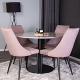 Jídelní stůl Razzia 106 cm - Šedá Terazzo / Černá + jídelní židle Leone - Černé nohy / Dusty PinkCorduroy _4