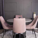 Jídelní stůl Razzia 106 cm - Šedá Terazzo / Černá + jídelní židle Leone - Černé nohy / Dusty PinkCorduroy _4