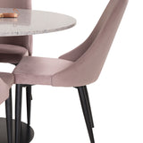 Jídelní stůl Razzia 106 cm - Šedá Terazzo / Černá + jídelní židle Leone - Černé nohy / Dusty PinkCorduroy _4