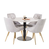 Jídelní stůl Razzia 106cm - Šedá Terazzo / BlackVelvet Deluxe jídelní židle - Br
