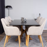 Piazza Matbord - Ek-look / svart - 180*90*75 +Comfort - Jídelní židle - Dub/Světle šedá _6