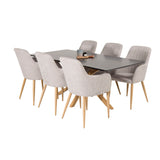 Piazza Matbord - Ek-look / svart - 180*90*75 +Comfort - Jídelní židle - Dub/Světle šedá _6