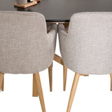 Piazza Matbord - Ek-look / svart - 180*90*75 +Comfort - Jídelní židle - Dub/Světle šedá _6