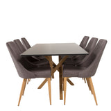 Piazza Matbord - Ek-look / svart - 180*90*75 +Leone - Jídelní židle - Dub/tmavě šedá _6