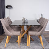 Piazza Matbord - Ek-look / svart - 180*90*75 +Leone - Jídelní židle - Dub/tmavě šedá _6