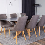 Piazza Matbord - Ek-look / svart - 180*90*75 +Leone - Jídelní židle - Dub/tmavě šedá _6