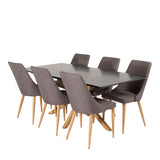 Piazza Matbord - Ek-look / svart - 180*90*75 +Leone - Jídelní židle - Dub/tmavě šedá _6