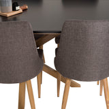 Piazza Matbord - Ek-look / svart - 180*90*75 +Leone - Jídelní židle - Dub/tmavě šedá _6