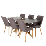 Piazza Matbord - Ek-look / svart - 180*90*75 +Leone - Jídelní židle - Dub/tmavě šedá _6