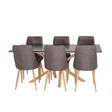 Piazza Matbord - Ek-look / svart - 180*90*75 +Leone - Jídelní židle - Dub/tmavě šedá _6