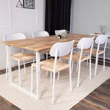 Cirebon Jídelní stůl 200*90cm - Teak / Bílá +Jídelní židle Polly - Bílá / Přírodní _6