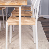 Cirebon Jídelní stůl 200*90cm - Teak / Bílá +Jídelní židle Polly - Bílá / Přírodní _6