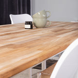 Cirebon Jídelní stůl 200*90cm - Teak / Bílá +Jídelní židle Polly - Bílá / Přírodní _6
