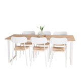 Cirebon Jídelní stůl 200*90cm - Teak / Bílá +Jídelní židle Polly - Bílá / Přírodní _6
