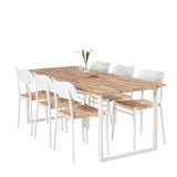 Cirebon Jídelní stůl 200*90cm - Teak / Bílá +Jídelní židle Polly - Bílá / Přírodní _6