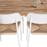 Cirebon Jídelní stůl 200*90cm - Teak / Bílá +Jídelní židle Polly - Bílá / Přírodní _6