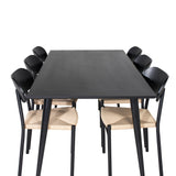 Jídelní stůl Dipp - 180*90cm - Černá dýha / celé černé nohy + Jídelní židle Polly - Černá / Přírodní _6
